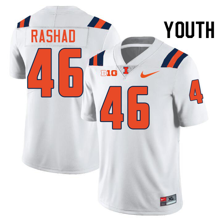 Youth #46 Corey Rashad Illinois Fighting Illini College Football Jerseys Stitched-White